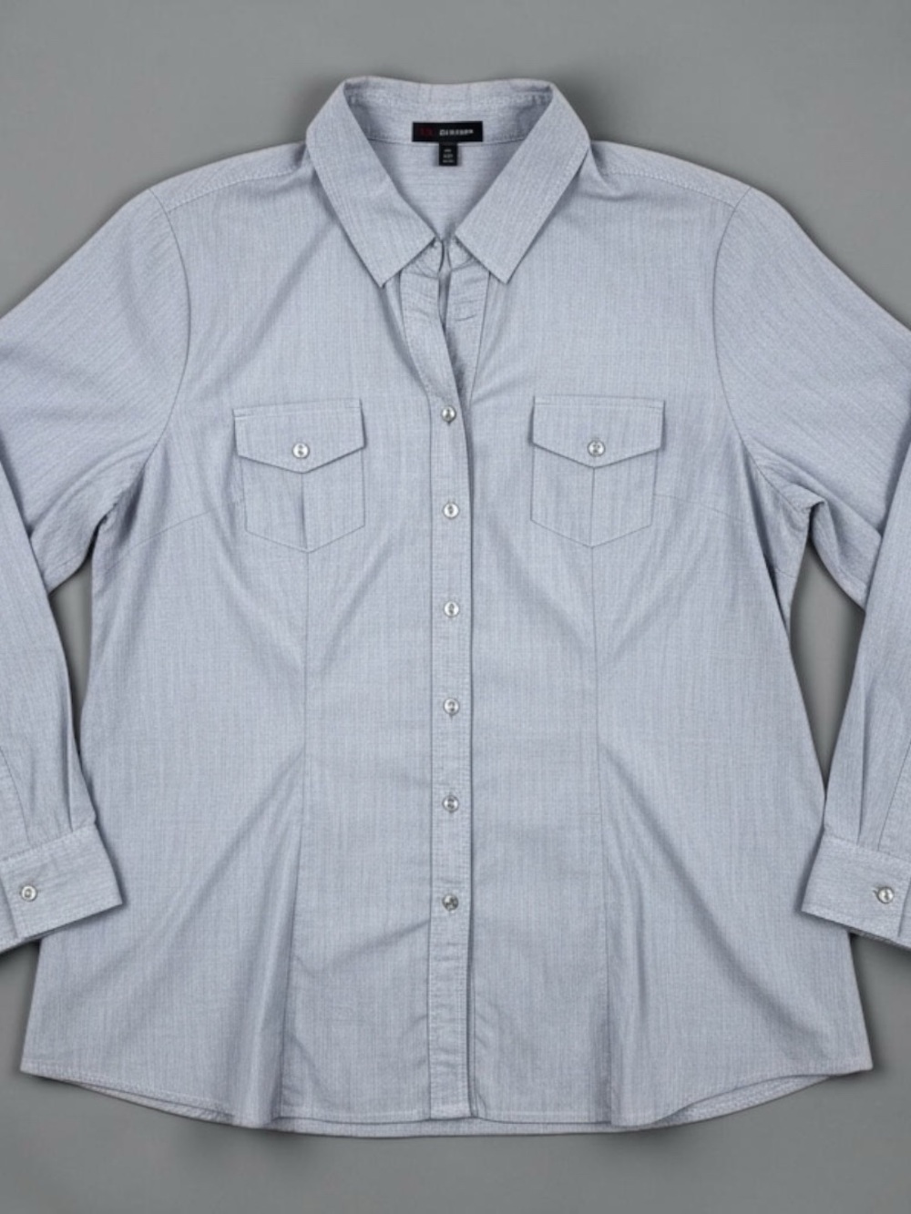 20 W edit by Jeanne Beker Pinstripe Button-Down Shirt with Chest Pockets Fitted